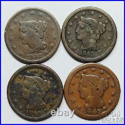 (15) 1842-1856 Braided Hair Large Cents 1c 15 Coins 28196
