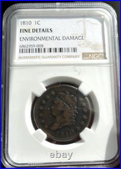 1810 Large Cent. NGC Fine Details. Freshly Graded