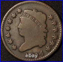 1814 Classic Head Large Cent, Plain 4, Rare Early Copper, Great Type Coin