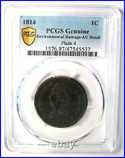 1814 Classic Liberty Large Cent Coin Certified PCGS AU Detail Rare Date