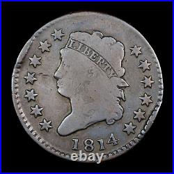 1814 S-295 R-1 Plain 4 VG Det Classic Head Large Cent Coin 1c