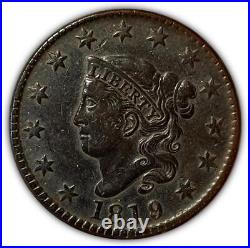 1819 Over 8 Coronet Head Large Cent Nice Extremely Fine XF Coin #2521