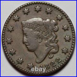 1822 Coronet Head Large Cent US 1c Copper Penny Coin L41