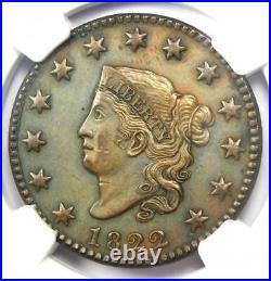 1822 Coronet Matron Large Cent 1C Coin NGC Uncirculated Details (UNC MS)