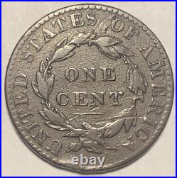 1823 Large Cent (VG/F Details) Coronet Head 1 Penny/Cent U. S. Coin 1L2757
