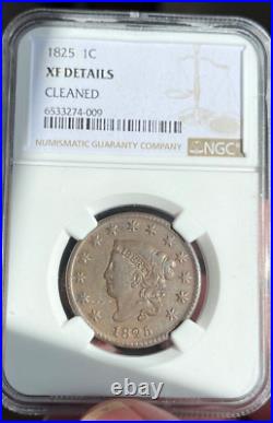 1825 Large Cent NGC XF Details Freshly Graded