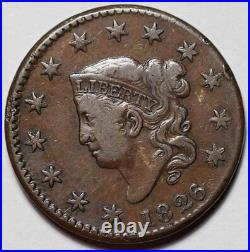 1826/5 Coronet Head Large Cent US 1c Copper Penny Coin L41