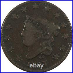 1827 Coronet Head Large Cent F Fine Copper Penny 1c Coin SKUI4720