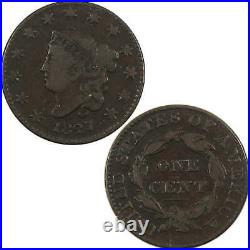 1827 Coronet Head Large Cent F Fine Copper Penny 1c Coin SKUI4720