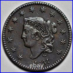 1831 Coronet Head Large Cent US 1c Copper Penny Coin L39