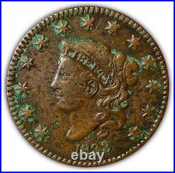 1833 Over 2 N-4 RARE Coronet Head Large Cent Extremely Fine XF Details Coin 3111