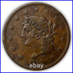 1839 Booby Head Large Cent Extremely Fine XF Coin #5725
