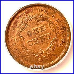 1840 Braided Hair Large Cent Almost Uncirculated ICG AU55 Coin, Details #6267