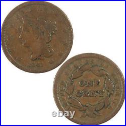 1841 Braided Hair Large Cent F Fine Copper Penny 1c Coin SKUI13278