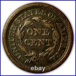 1843 Mature Head Braided Hair Large Cent Extremely Fine XF Coin #3043
