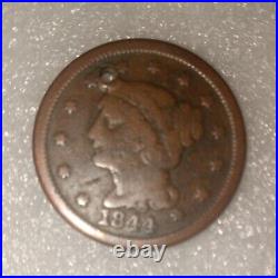 1844 & 1846 & 18 dated CORONET LARGE CENT MATRON & BRAIDED HAIR 3 COINS. SALE