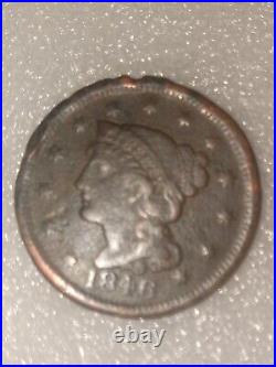 1844 & 1846 & 18 dated CORONET LARGE CENT MATRON & BRAIDED HAIR 3 COINS. SALE