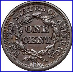 1844 N-7 R-2+ ANACS AU 58 Braided Hair Large Cent Coin 1c