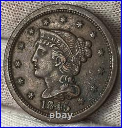 1845 Braided Hair Large Cent Coin