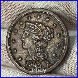 1845 Braided Hair Large Cent Coin
