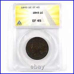 1845 Braided Hair Large Cent EF 45 ANACS Copper Penny SKUI11257