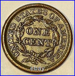1845 N-5 AU Details Braided Hair Large Cent Coin 1c