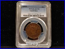 1846 Braided Hair Large Cent Small Date PCGS AU55 BN