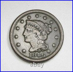 1846 Braided Hair Large Cent XF Coin AL220
