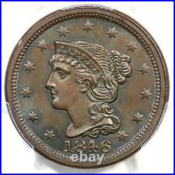 1846 N-3 R-2 PCGS MS 63 BN Small Date Braided Hair Large Cent Coin 1c