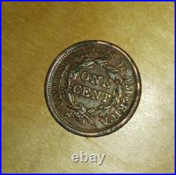 1847 Braided Hair Large Cent US Rare Coin, Nice Color Toning RENT FUNDRAISER