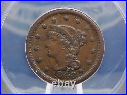 1848 Braided Hair Large Cent 1c ANACS AU50 #445 East Coast Coin & Collectables