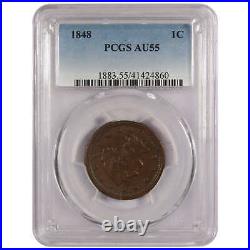 1848 Braided Hair Large Cent AU 55 PCGS Copper Penny Coin SKUIPC7283