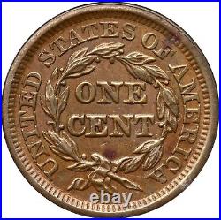1848 N-11 R-5 ANACS AU 58 Details Braided Hair Large Cent Coin 1c