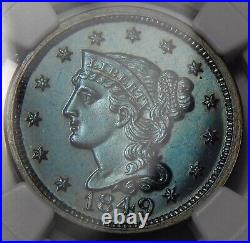 1849 Ngc Pf66+bn Braided Hair Large Cent Top Pop Coin Only 1 In Ngc