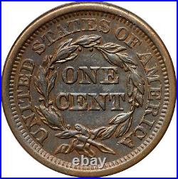 1850 N-11 R-3+ ANACS AU 50 Braided Hair Large Cent Coin 1c