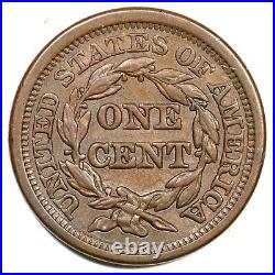 1850 N-13 R-3+ Braided Hair Large Cent Coin 1c