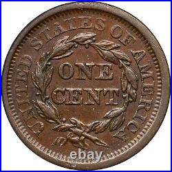 1850 N-3 R-1 ANACS AU 55 Braided Hair Large Cent Coin 1c