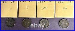 1851 1852 Large Cent Matron Braided Hair 1C US Penny Coin Collection Lot