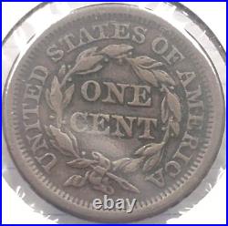 1851 Braided Hair Large Cent 1c Coin in AU Condition