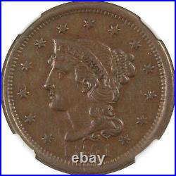 1851 Braided Hair Large Cent AU 53 NGC Copper Penny 1c Coin SKUI4399