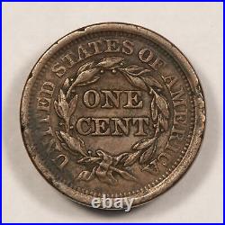 1852 1c Braided Hair Large Cent AU+ SKU-Y5501