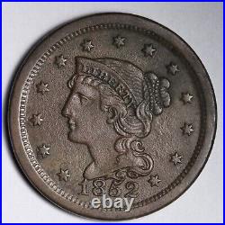 1852 Braided Hair Large Cent CHOICE AU E147 XHB