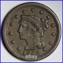 1852 Braided Hair Large Cent CHOICE AU E164 TSCX