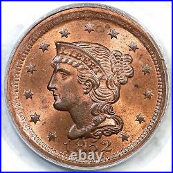 1852 N-8 R-2 PCGS MS 64 RB Braided Hair Large Cent Coin 1c