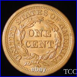 1853 BRAIDED HAIR LARGE CENT STUNNING UNC 1c COIN FREE SHIPPING TCC