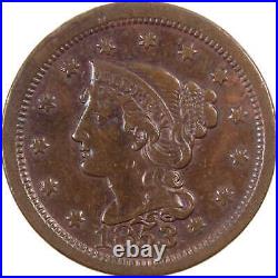 1853 Braided Hair Large Cent About Uncirculated Copper Penny SKUI3518