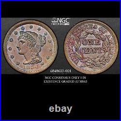 1854 BEAUTIFULLY TONED Large Cent N-29 (NEWCOMB) MS65 BN COMES With LOADS OF FREE