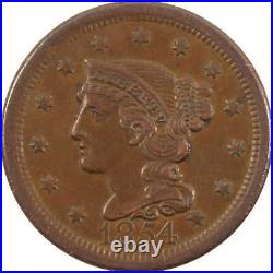 1854 Braided Hair Large Cent AU Copper Penny 1c Coin SKUI10656