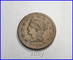 1854 Large Cent AU Coin AI101
