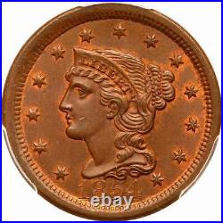 1854 N-21 R-2 PCGS MS 65 BN Braided Hair Large Cent Coin 1c